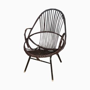 Dutch Rattan Lounge Chair, 1960s