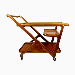 Carrito de té Mid-Century de madera de Cesare Lacca para Cassina, años 50