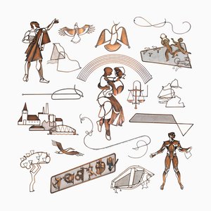 Große Wandskulpturen aus Kupfer von Huibert Bernardus Wilhelmus De Ru, 1960er, 40 . Set