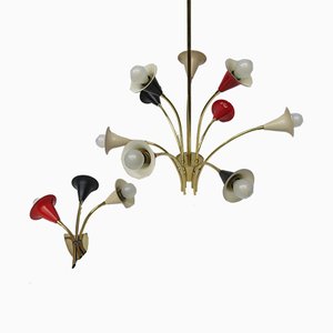 Plafonnier & Applique Murale, Italie, 1950s, Set de 2