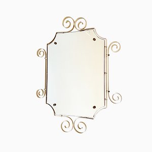 Specchio vintage in acciaio dorato, anni '60