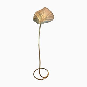 Vintage Italian Brass Leaf Floor Lamp by Tommaso Barbi, 1970s