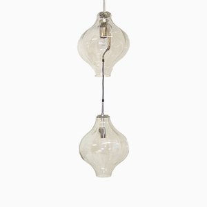 Large Glass & Metal Tulipan Ceiling Light from Kalmar, 1960s