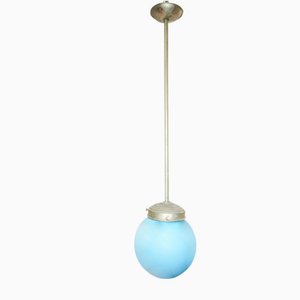 Antike Messing & Opalglas Deckenlampe