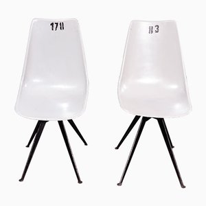 Grey Fiberglass Dining Chairs, 1960s, Set of 2