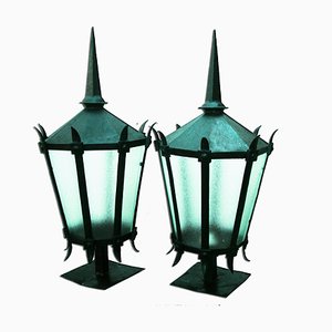 Large 19th-Century Iron Lanterns, 1890s, Set of 2