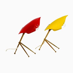 Lampes de Bureau en Verre Acrylique Rouge et Jaune de WKR Leuchten, 1950s, Set de 2