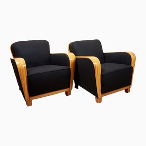 Set of Customizable Vintage Art Deco Ash Lounge Chairs, 1930s