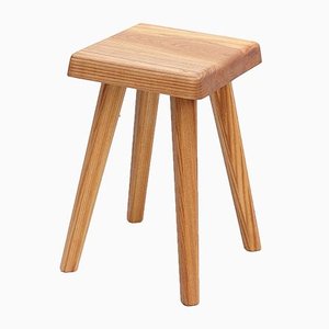 Solid Elmwood French Stool by Pierre Chapo for Chapo Creation, 2018