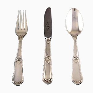 Danish Silver 36 Piece Cutlery Set by Johannes Siggaard, 1930s, Set of 36