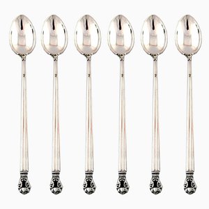 Vintage Silver Acorn Cocktail Spoons from Georg Jensen, Set of 6