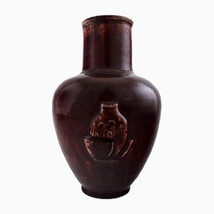Glasierte Vase aus ochsenblutroter Keramik von Jais Nielsen für Royal Copenhagen