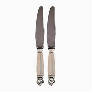 Mid-Century Sterling Silver Acanthus Lunch Knives from Georg Jensen, Set of 2