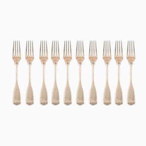 Danish Silver Dinner Forks from Jens Sigsgaard, 1940s, Set of 10