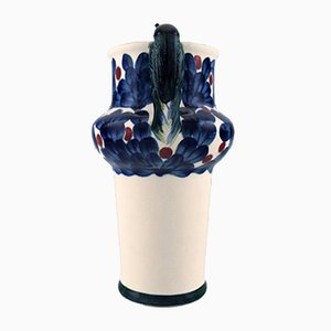 Antike handbemalte Vase mit Schnecken- & Blumenmotiv von Aluminia