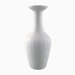 White Glaze Ceramic Vase by Wilhelm Kåge for Gustavsberg, 1950s