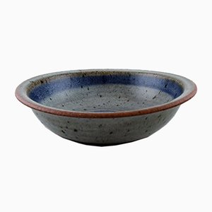 Vintage Blue-Gray Glazed Stoneware Bowl by Helle Alpass