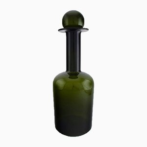 Large Mid-Century Green Bottle by Otto Brauer for Holmegaard, 1950s