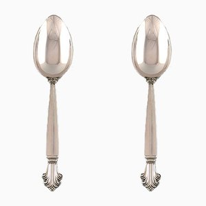Vintage Acanthus Suppenlöffel aus Silber von Georg Jensen, 2er Set