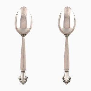 Vintage Silver Acanthus Soup Spoons from Georg Jensen, Set of 2