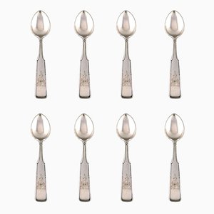 Danish Silver Coffee Spoons from Hans Hansen, 1930s, Set of 8
