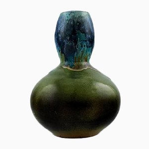 Jarrón francés Art Déco de cerámica en forma de calabaza de L. Cagnat, años 30
