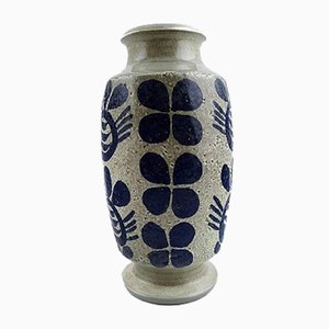 Ceramic Vase with Dark Blue Decoration & Gray Base by Göran Andersson for Upsala Ekeby, 1950s