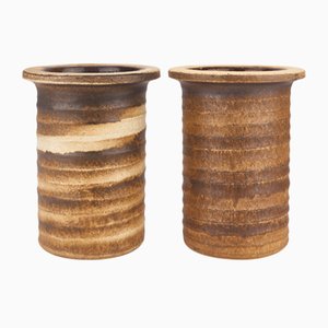 Brutalist Stoneware Vases, 1960s, Set of 2