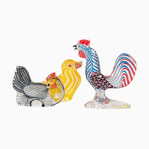 Rooster, Chicken, & Chick Figurine Set by Abraham Palatnik, 1970s, Set of 3
