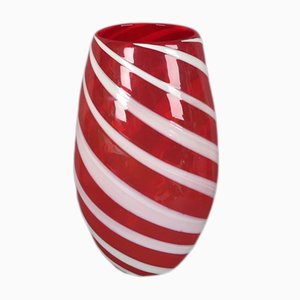 Jarrón italiano moderno grande de cristal de Murano rojo, años 50