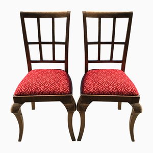 Set of Art Deco Velvet Dining Chairs, 1930s