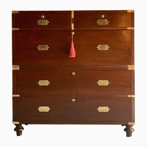 Antique Brass and Teak Dresser