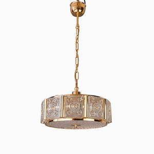 Brass & Glass Ceiling Lamp by Carl Fagerlund for Orrefors, 1960s