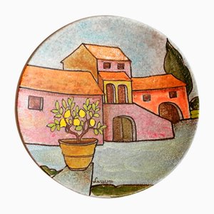 Piatto vintage in ceramica di Lazzaro per Italica ARS