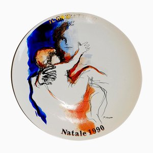 Piatto vintage in ceramica di Renato Guttuso per Tognana, anni '90