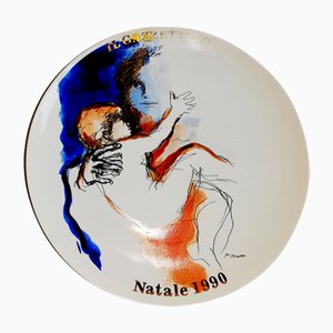 Plato vintage de cerámica de Renato Guttuso para Tognana, años 90