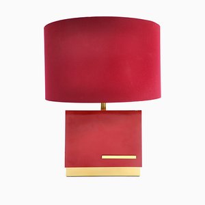 Lámpara de mesa lacada en rojo de Jean Claude Mahey, años 70