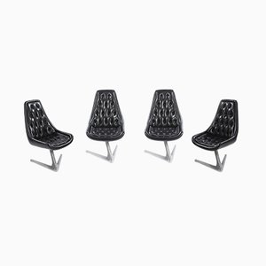 Leather and Steel Swivel Chairs from Chromcraft, 1966, Set of 4