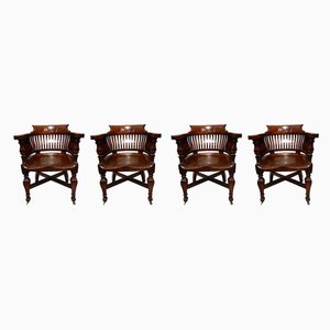 Chaises de Bureau Antiques en Chêne, 1901, Set de 4