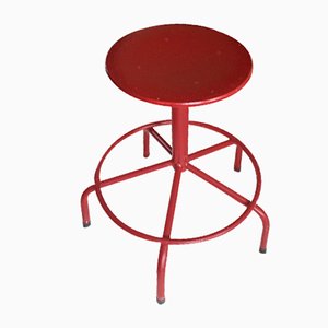 Mid-Century Metal and Wood Stool, 1950s