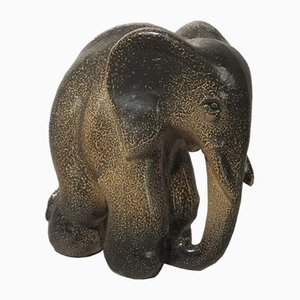 Figur aus Keramik in Elefanten-Optik von Elfriede Balzar-Kopp für Westerwald Art Pottery, 1950er