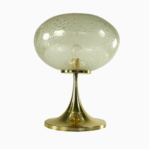 Vintage German Aluminum & Mouth-Blown Glass Table Lamp on Tulip Base from Doria Leuchten