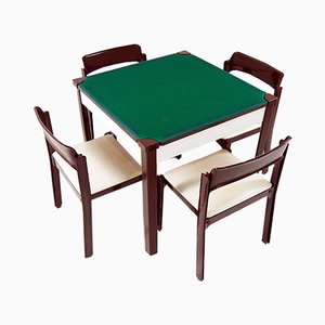 Juego de mesa de juegos y cuatro sillas italiano de Gio Ponti para Fratelli Reguitti, 1972