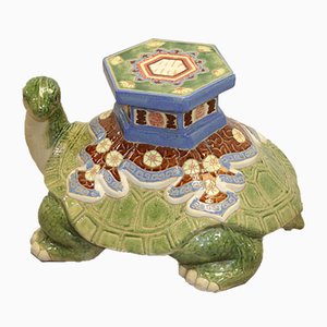 Chinesischer Mid-Century Pflanzenständer aus Keramik in Schildkröten-Optik