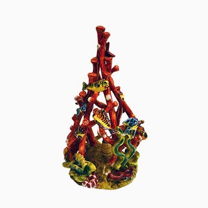 Italian Coral Reef Ceramic Table Lamp from Vietri sul Mare, 1960s