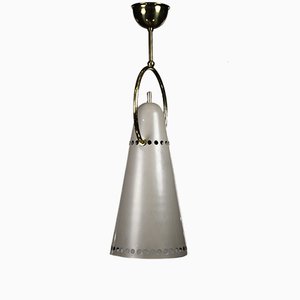 Italienische Mid-Century Deckenlampe aus Messing & Metall, 1950er