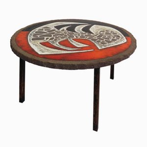 Tavolino da caffè brutalista in cemento smaltato di Vallauris, Francia, anni '50