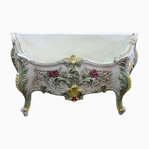 Maceta italiana vintage de acacia tallada, años 80