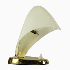 Brass and Frosted Glass Table Lamp, 1950s