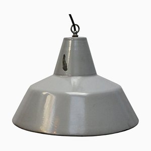 Vintage Industrial Gray Enamel Pendant Lamp